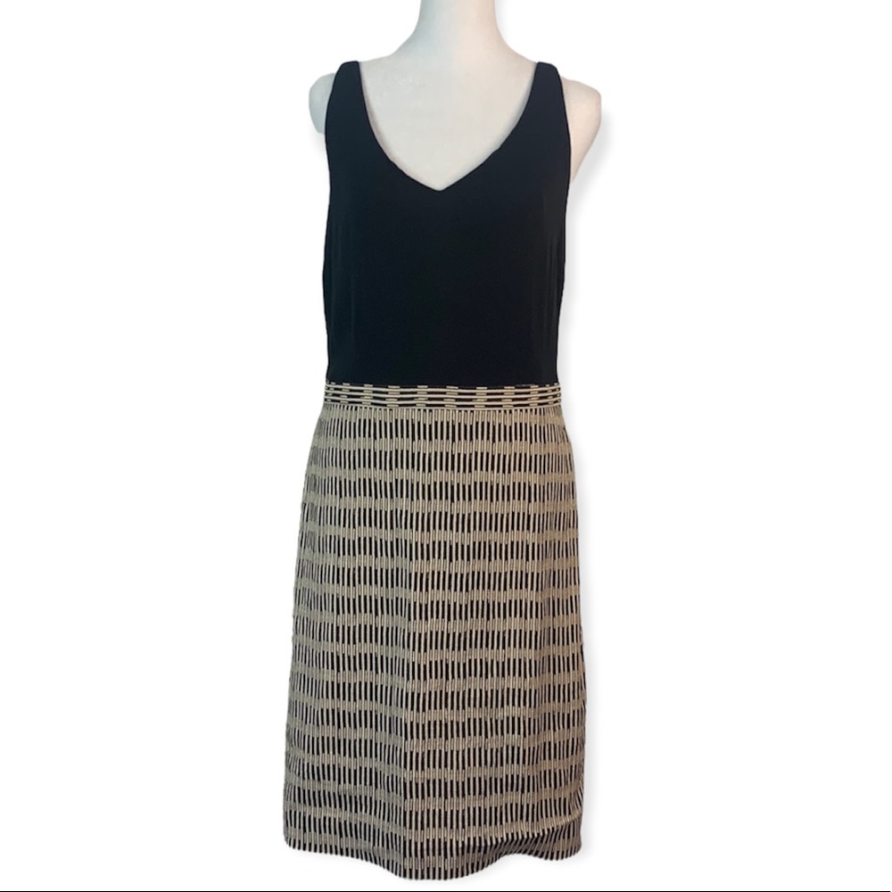 Loft V-Neck Dress with Tribal Patterned Skirt